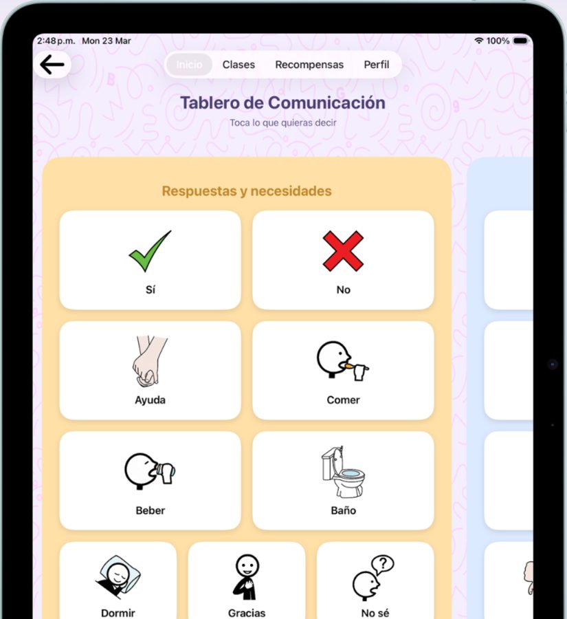 Tablero de comunicación de QalyEdu con pictogramas