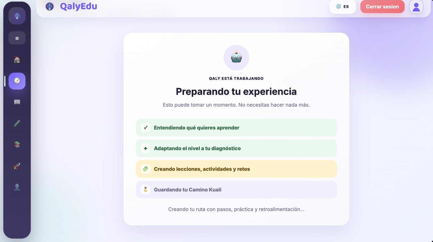 Pantalla donde Qaly prepara y adapta la experiencia de aprendizaje